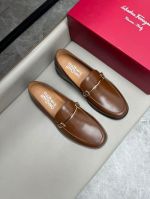 Ferragamo Brown calfskin Leather Shoes-Ferragamo Man Business Leather Shoes